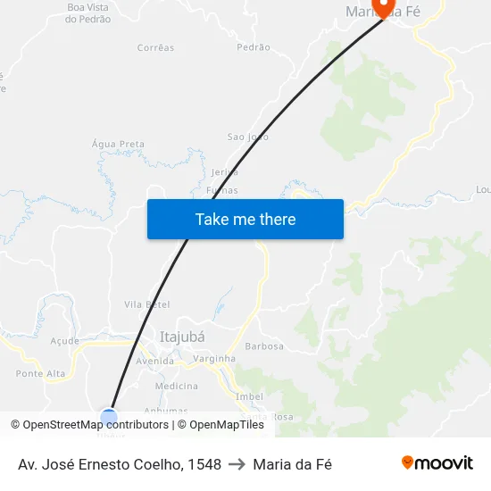 Av. José Ernesto Coelho, 1548 to Maria da Fé map