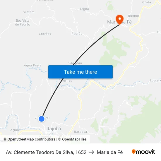 Av. Clemente Teodoro Da Silva, 1652 to Maria da Fé map