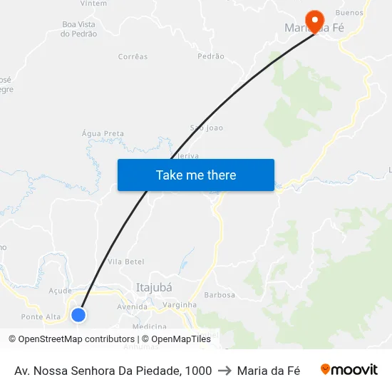 Av. Nossa Senhora Da Piedade, 1000 to Maria da Fé map