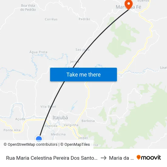 Rua Maria Celestina Pereira Dos Santos, 49 to Maria da Fé map
