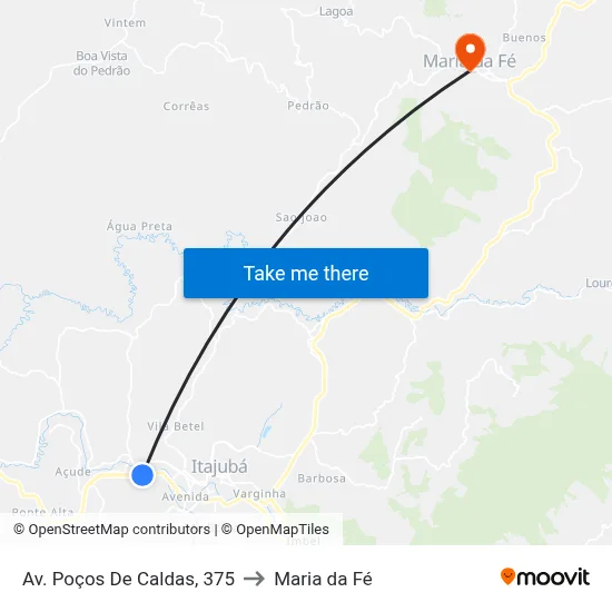 Av. Poços De Caldas, 375 to Maria da Fé map