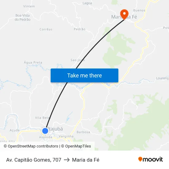 Av. Capitão Gomes, 707 to Maria da Fé map