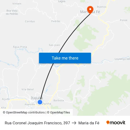 Rua Coronel Joaquim Francisco, 397 to Maria da Fé map