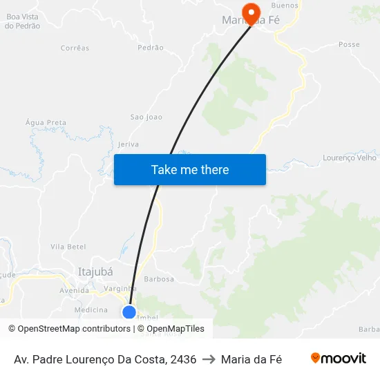 Av. Padre Lourenço Da Costa, 2436 to Maria da Fé map