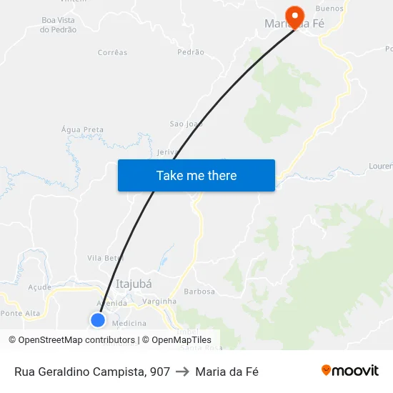 Rua Geraldino Campista, 907 to Maria da Fé map