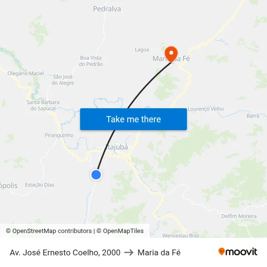 Av. José Ernesto Coelho, 2000 to Maria da Fé map