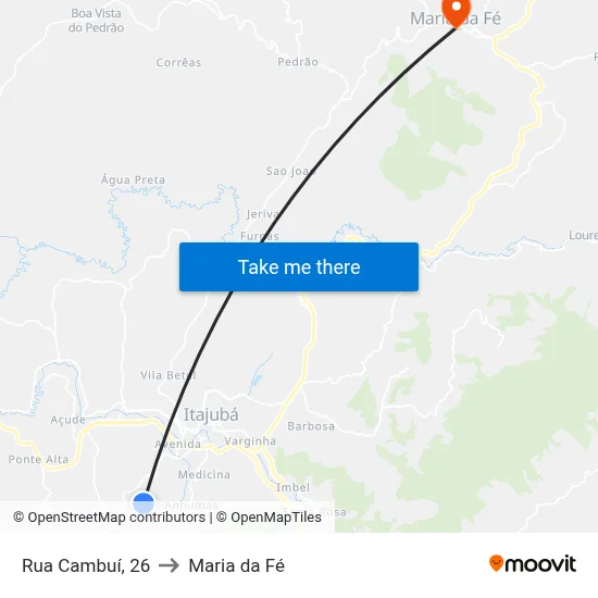 Rua Cambuí, 26 to Maria da Fé map