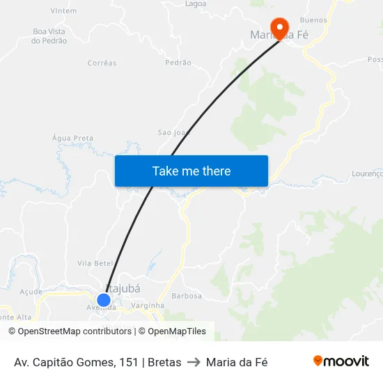 Av. Capitão Gomes, 151 | Bretas to Maria da Fé map