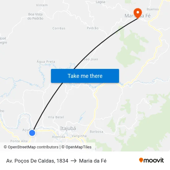 Av. Poços De Caldas, 1834 to Maria da Fé map
