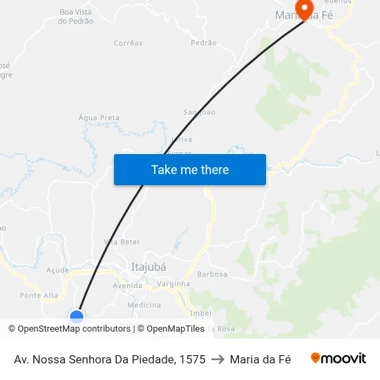 Av. Nossa Senhora Da Piedade, 1575 to Maria da Fé map