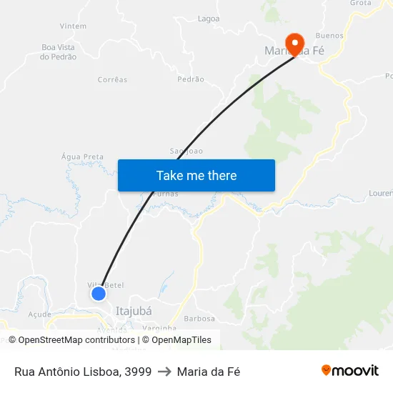 Rua Antônio Lisboa, 3999 to Maria da Fé map