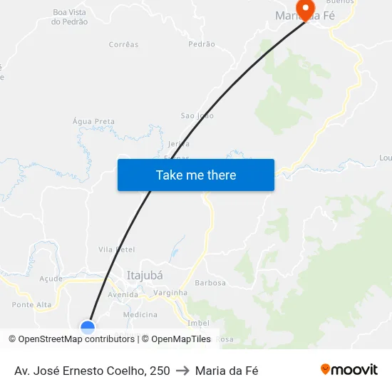 Av. José Ernesto Coelho, 250 to Maria da Fé map