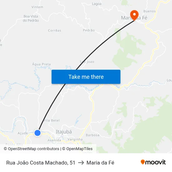 Rua João Costa Machado, 51 to Maria da Fé map