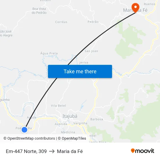 Em-447 Norte, 309 to Maria da Fé map