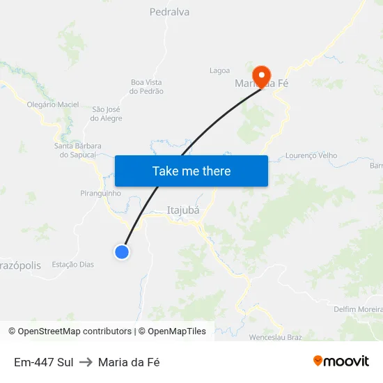 Em-447 Sul to Maria da Fé map
