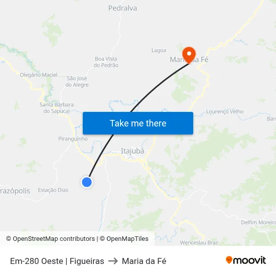 Em-280 Oeste | Figueiras to Maria da Fé map