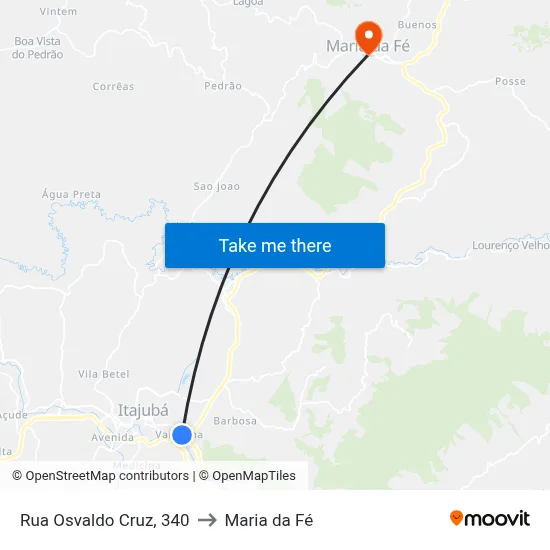 Rua Osvaldo Cruz, 340 to Maria da Fé map