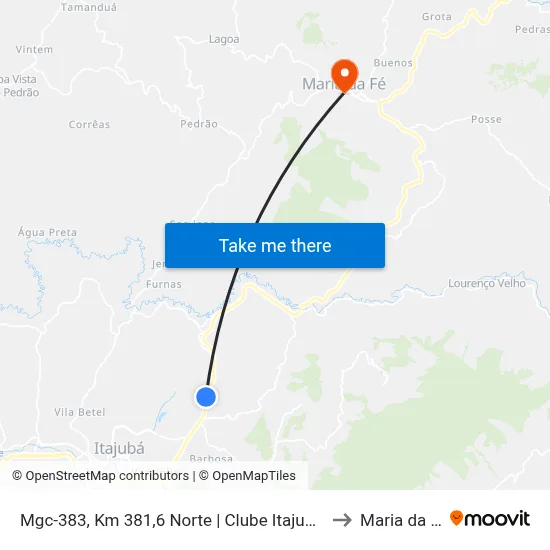Mgc-383, Km 381,6 Norte | Clube Itajubense to Maria da Fé map