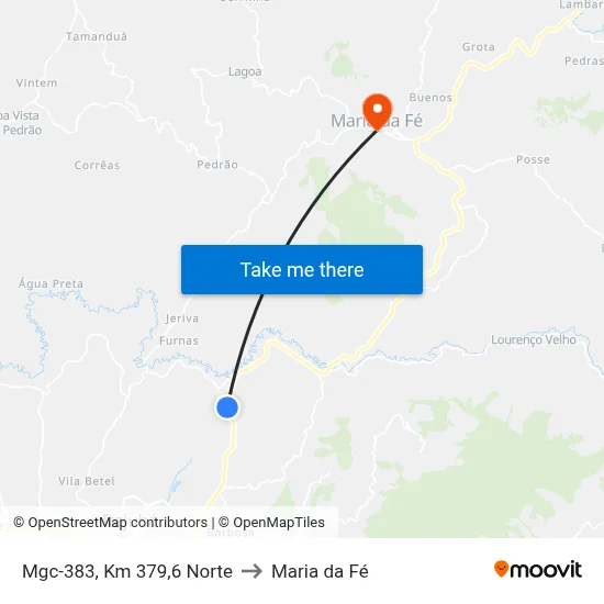 Mgc-383, Km 379,6 Norte to Maria da Fé map
