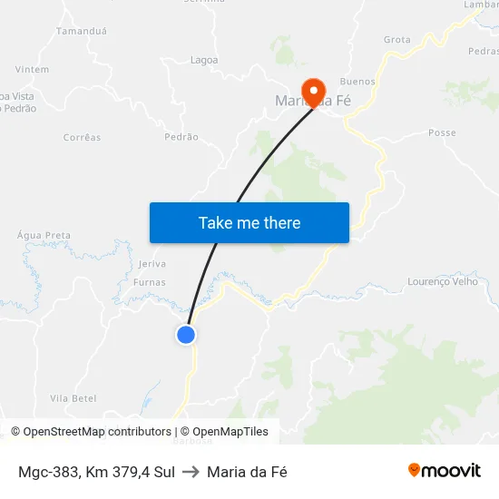 Mgc-383, Km 379,4 Sul to Maria da Fé map