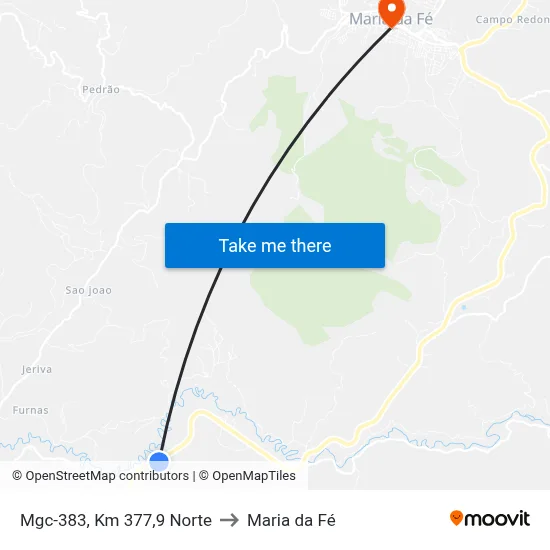 Mgc-383, Km 377,9 Norte to Maria da Fé map