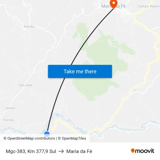 Mgc-383, Km 377,9 Sul to Maria da Fé map
