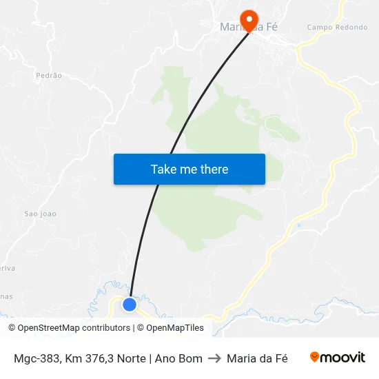 Mgc-383, Km 376,3 Norte | Ano Bom to Maria da Fé map