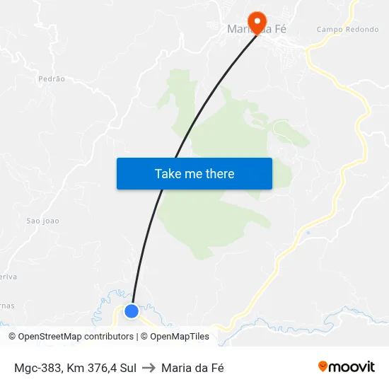 Mgc-383, Km 376,4 Sul to Maria da Fé map