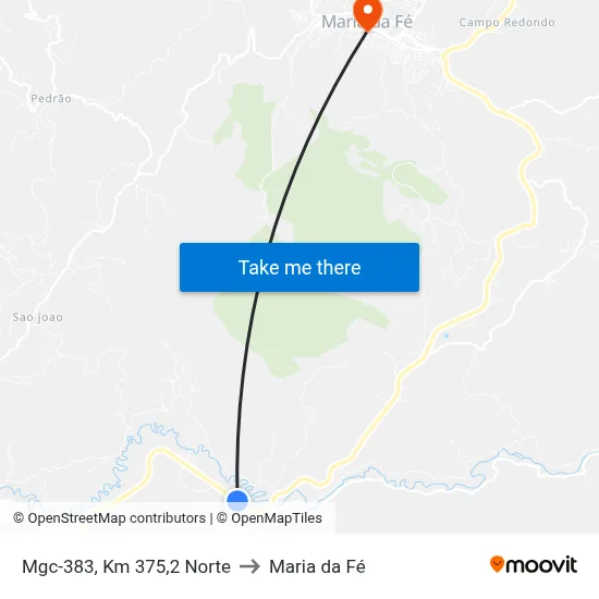 Mgc-383, Km 375,2 Norte to Maria da Fé map