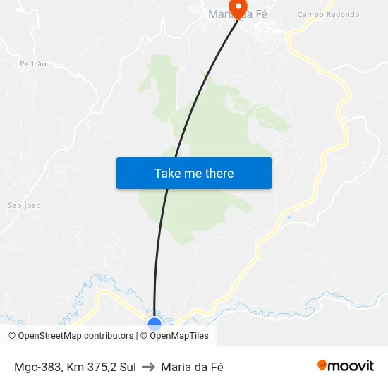 Mgc-383, Km 375,2 Sul to Maria da Fé map
