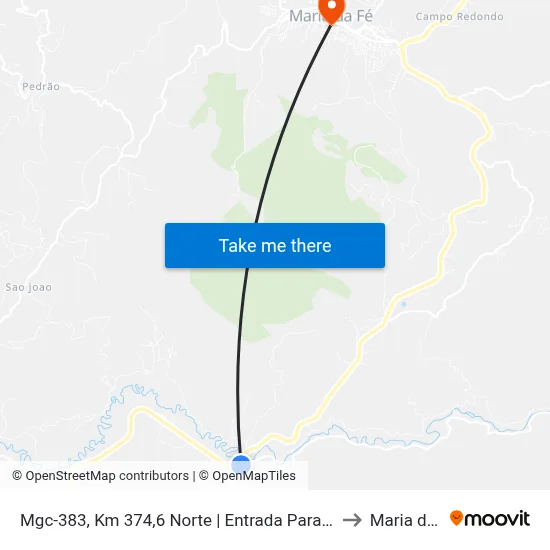 Mgc-383, Km 374,6 Norte | Entrada Para Rio Manso to Maria da Fé map