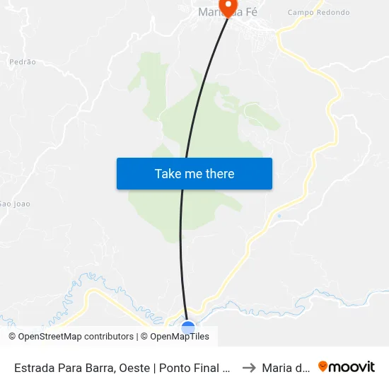 Estrada Para Barra, Oeste | Ponto Final Do Ano Bom to Maria da Fé map