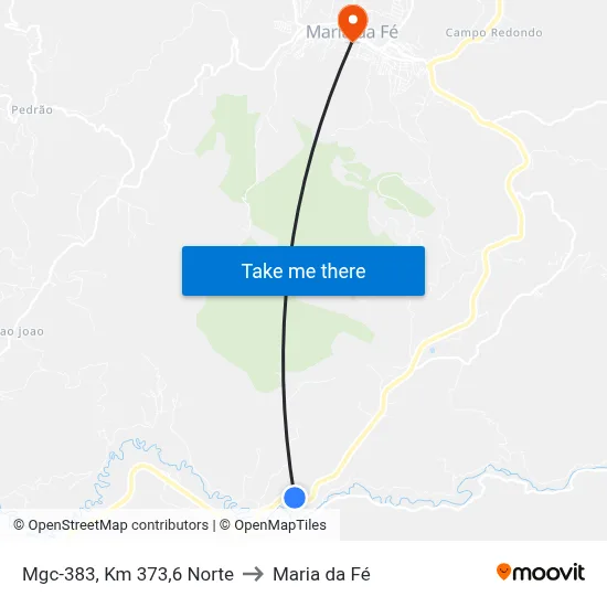 Mgc-383, Km 373,6 Norte to Maria da Fé map