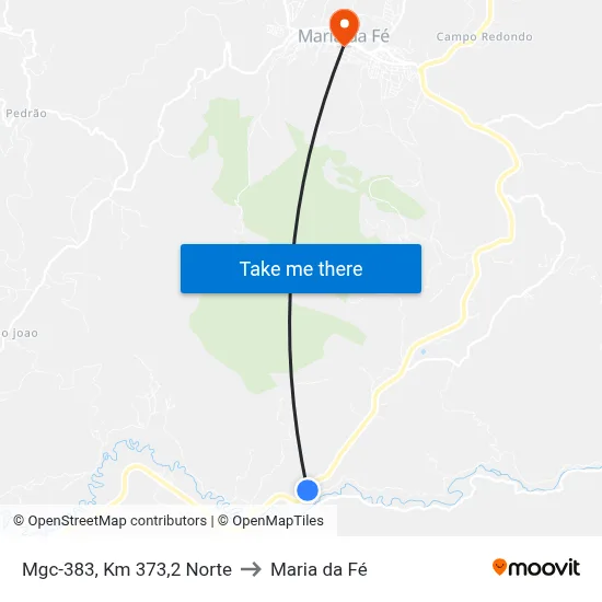 Mgc-383, Km 373,2 Norte to Maria da Fé map
