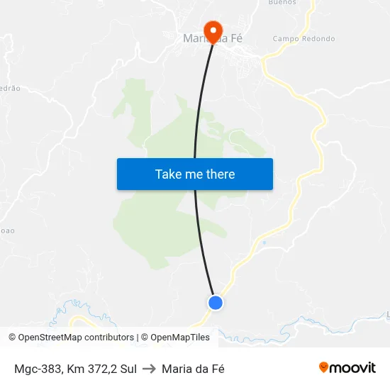 Mgc-383, Km 372,2 Sul to Maria da Fé map