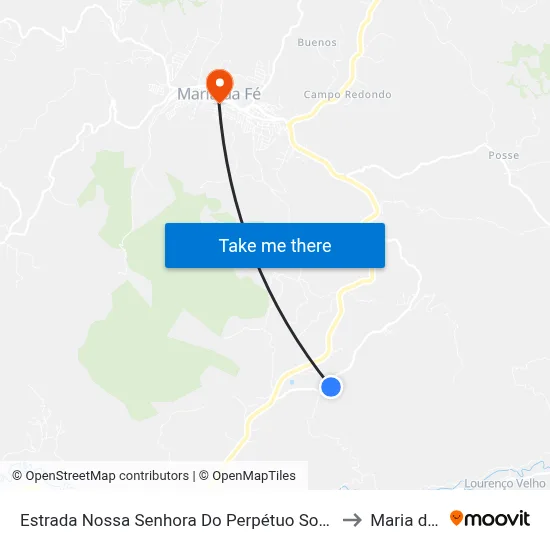 Estrada Nossa Senhora Do Perpétuo Socorro, Oeste to Maria da Fé map