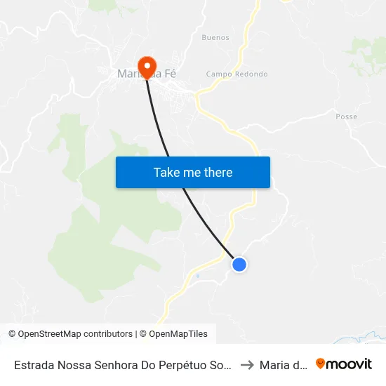 Estrada Nossa Senhora Do Perpétuo Socorro, Leste to Maria da Fé map