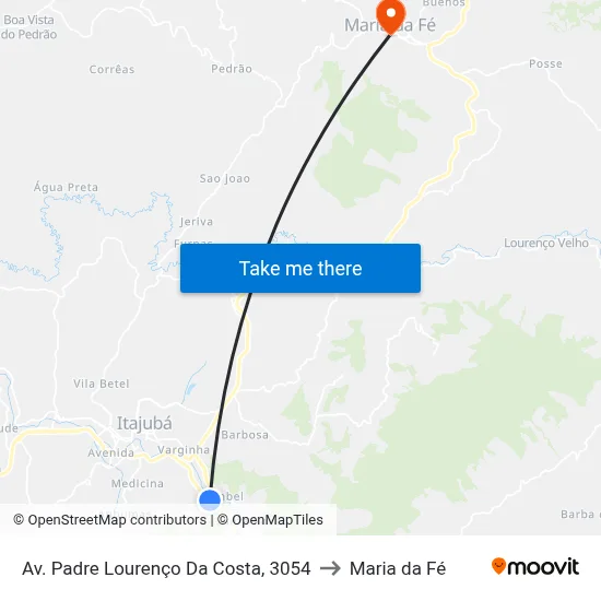 Av. Padre Lourenço Da Costa, 3054 to Maria da Fé map