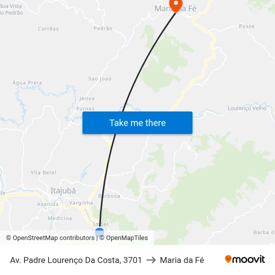 Av. Padre Lourenço Da Costa, 3701 to Maria da Fé map