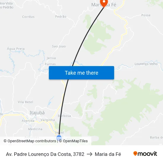 Av. Padre Lourenço Da Costa, 3782 to Maria da Fé map