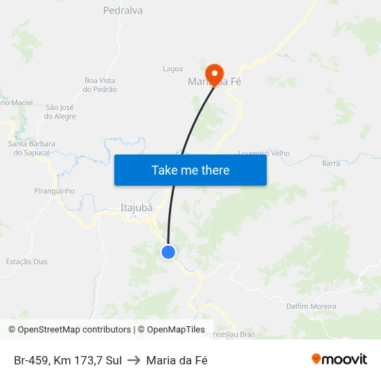 Br-459, Km 173,7 Sul to Maria da Fé map