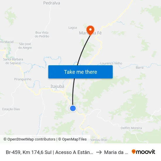 Br-459, Km 174,6 Sul | Acesso A Estância to Maria da Fé map