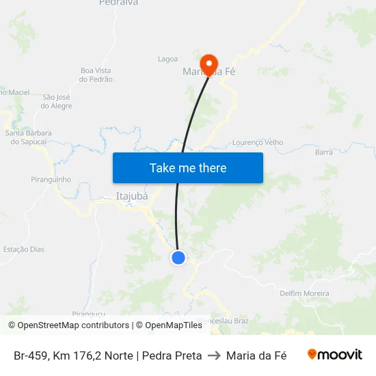 Br-459, Km 176,2 Norte | Pedra Preta to Maria da Fé map