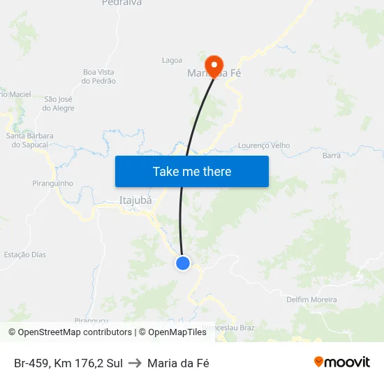 Br-459, Km 176,2 Sul to Maria da Fé map