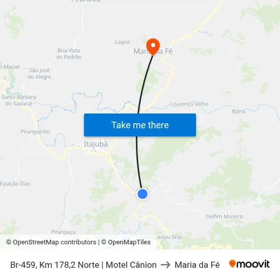 Br-459, Km 178,2 Norte | Motel Cânion to Maria da Fé map