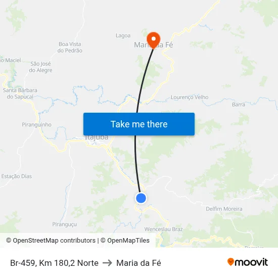 Br-459, Km 180,2 Norte to Maria da Fé map