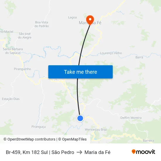 Br-459, Km 182 Sul | São Pedro to Maria da Fé map
