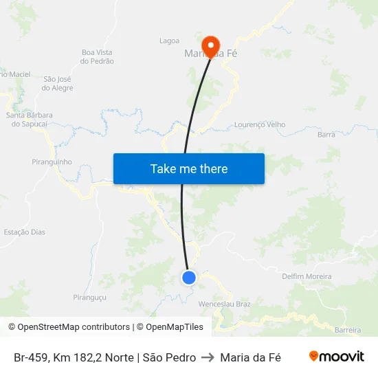 Br-459, Km 182,2 Norte | São Pedro to Maria da Fé map