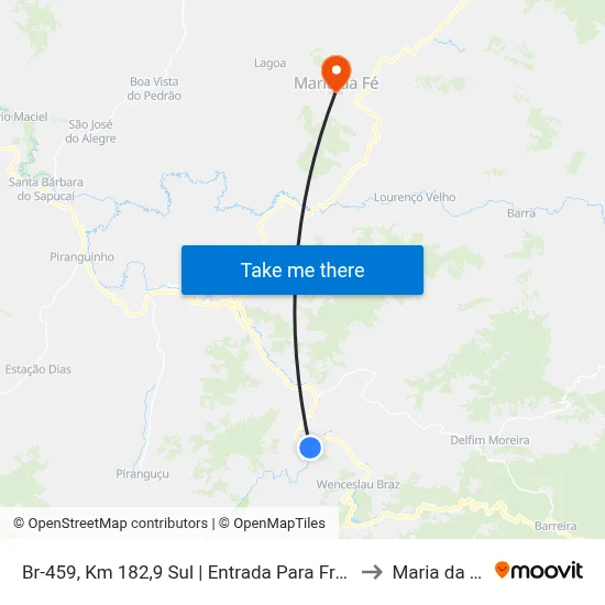 Br-459, Km 182,9 Sul | Entrada Para Freire to Maria da Fé map