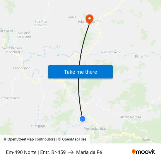 Em-490 Norte | Entr. Br-459 to Maria da Fé map